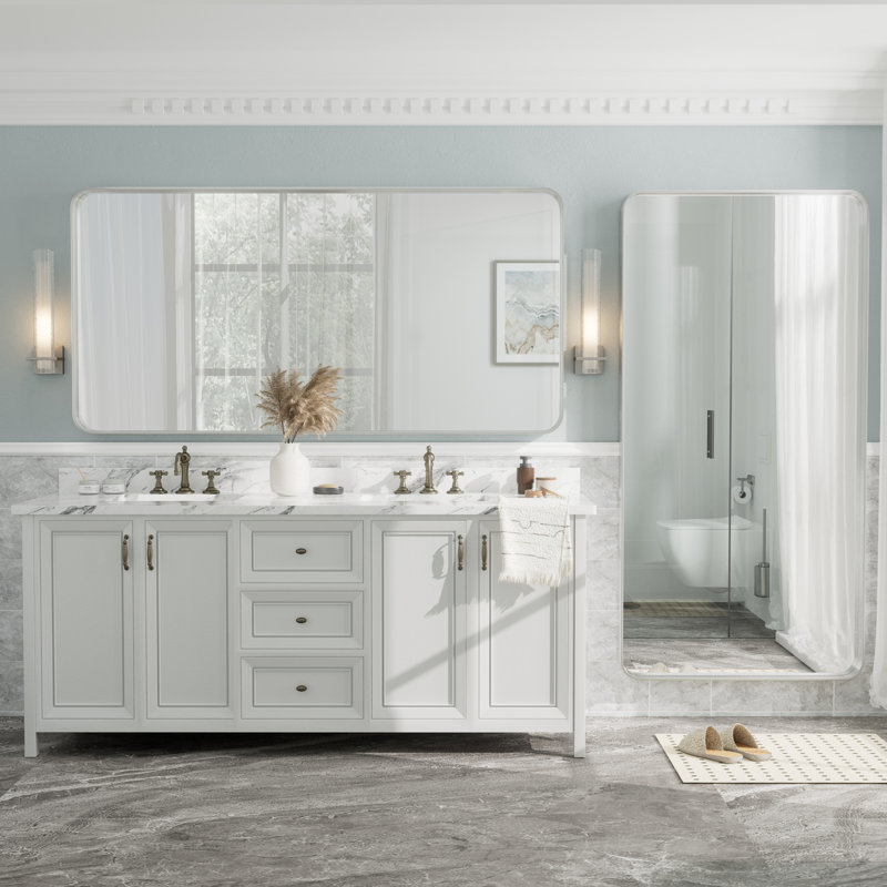 Miroir mural Aevar, 72 po x 36 po, Argent brossé