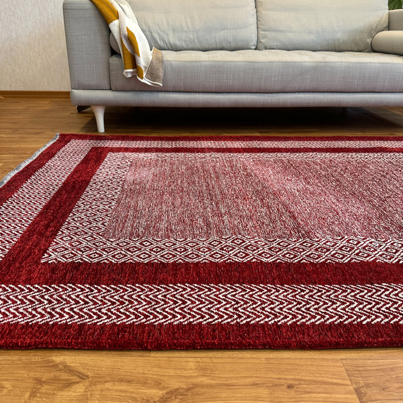 Alfa Rich Candelario Red & Burgundy Washable Woven Cotton Area Rugs for Living Room Bedroom Kitchen Dining
