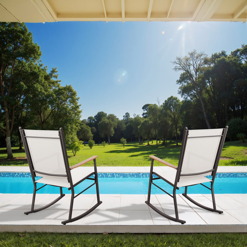 Chaises berçantes de patio pour 2 personnes, Noir, noir, noir, noir