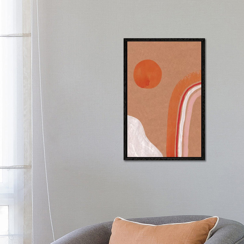 Abstract Sun And Rainbow by Whales Way - Print on Canvas, Black Framed, 66.04cm H x 45.72cm W x 3.81cm D