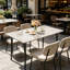 Funke Stone Top Metal Base Dining Table-1888359447