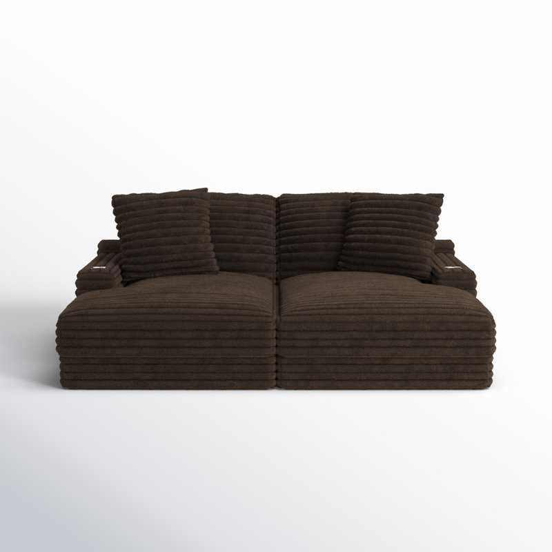 Chaise longue double rembourrée Blossie, Brun