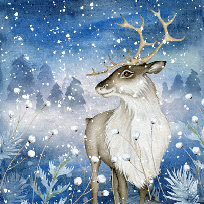 «Reindeer on Snow», impression sur toile tendue