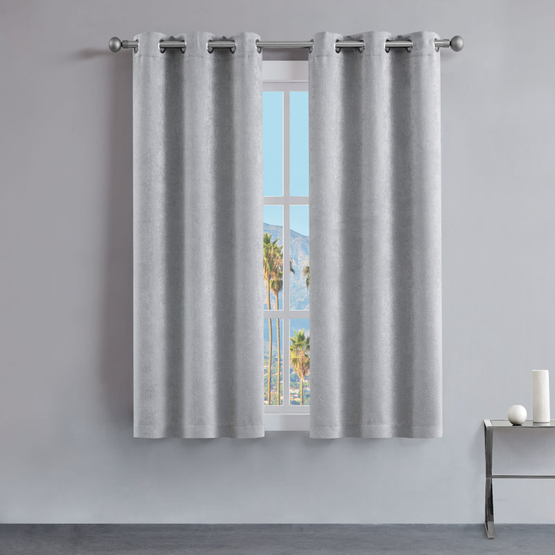 Room Darkening Curtain Pair, Light Gray, 38" W x 63" L