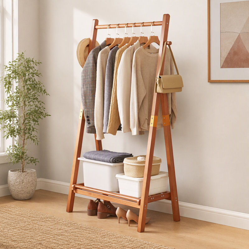 Solid Wood Freestanding 2 - Hook Coat Rack, Cherry