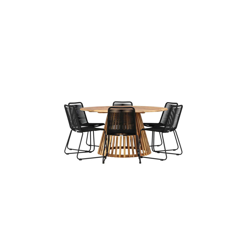 Roiguez 6 - Person Acacia Patio Dining Set with Round Table