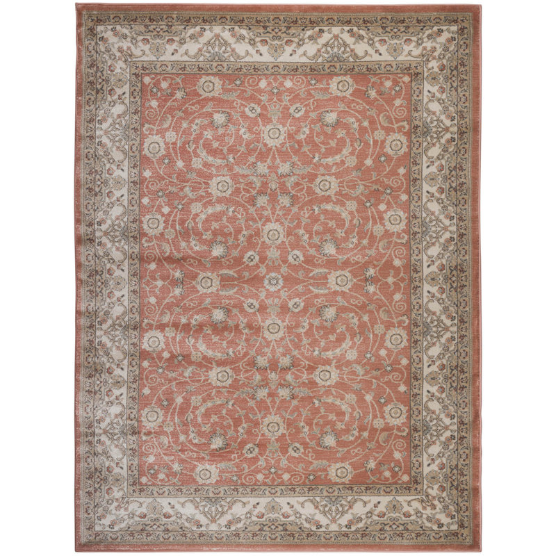 Tapis oriental rouge / terre cuite Pompey, Rectangle 3 pi 4 po x 4 pi 11 po