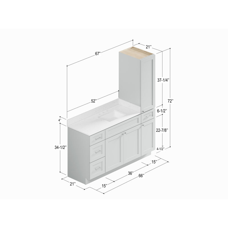 Ensemble de meuble-lavabo simple 66 po Disar, Gris