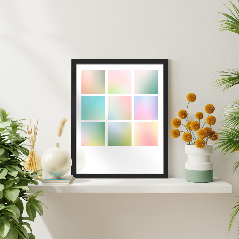 " Pastel Gradient Squares Colour Block ", Black, 14" H x 11" W