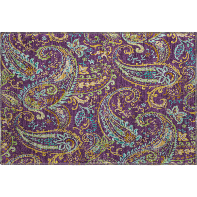 Premium Machine Washable Cerrito AMF533 Purple Rug, Rectangle 1'8" x 2'6"