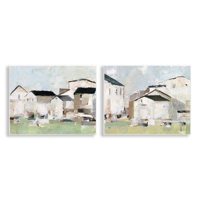  Cluster of Houses View Wall Plaque Art Set by Ethan Harper