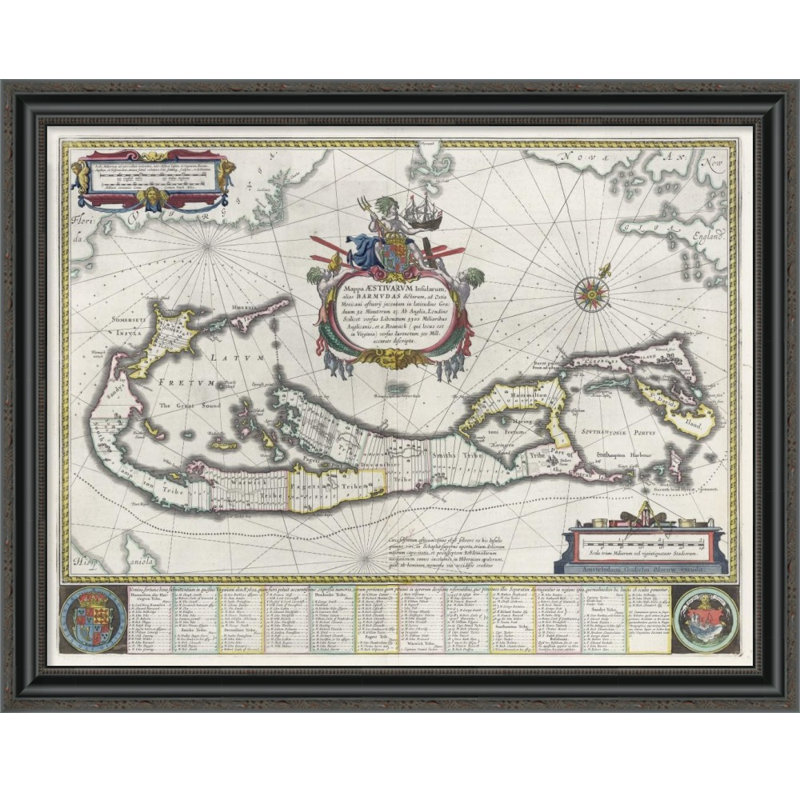 " Bermuda " by William Janzoon Blaeu, 24" H x 32" W, Wrapped Canvas, No Mat