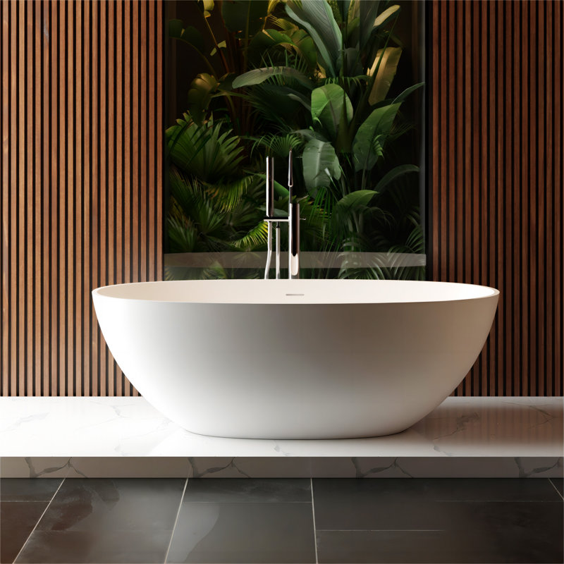 Baignoire de trempage autoportante de luxe avec trop-plein blanc mat