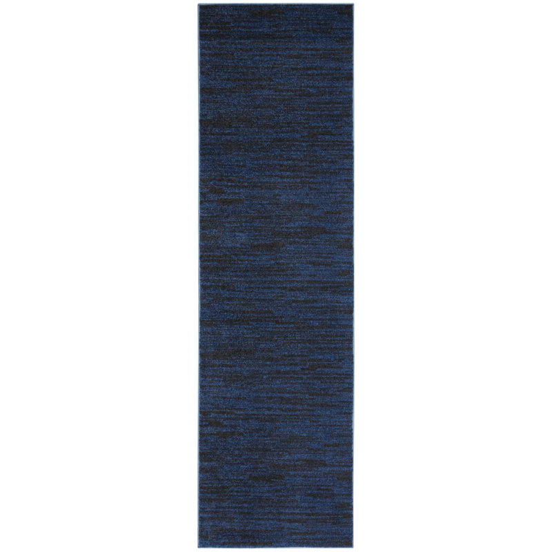 Mullican Sandy Solid Blue Easy Care Indoor/Outdoor Area Rug, Runner 2' x 6'