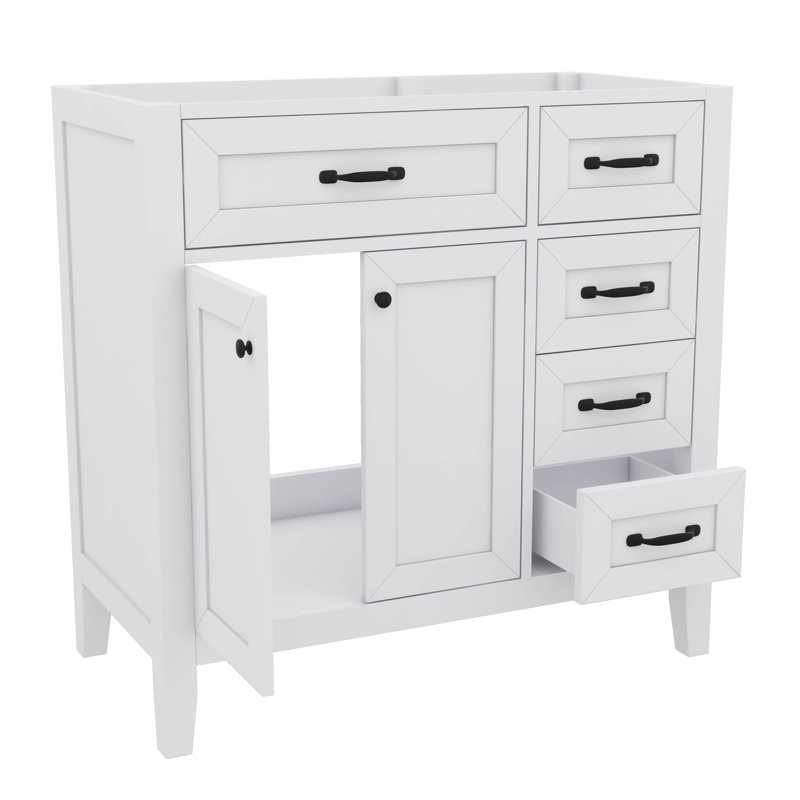 Meuble-lavabo simple 36 po avec tiroirs pratiques, Blanc