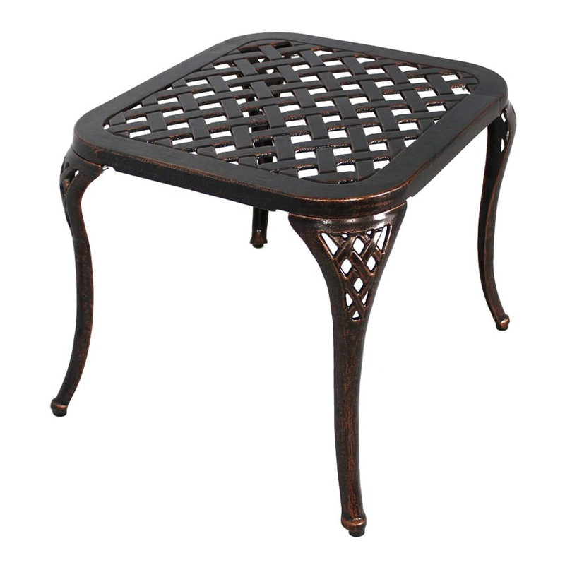 Petite table de bout d'extérieur en métal pour terrasse, piscine, porche ou jardin, Bronze