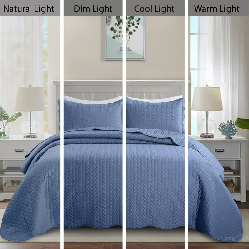 Ensemble de couvre-lit en microfibre , Grand lit, Bleu délavé
