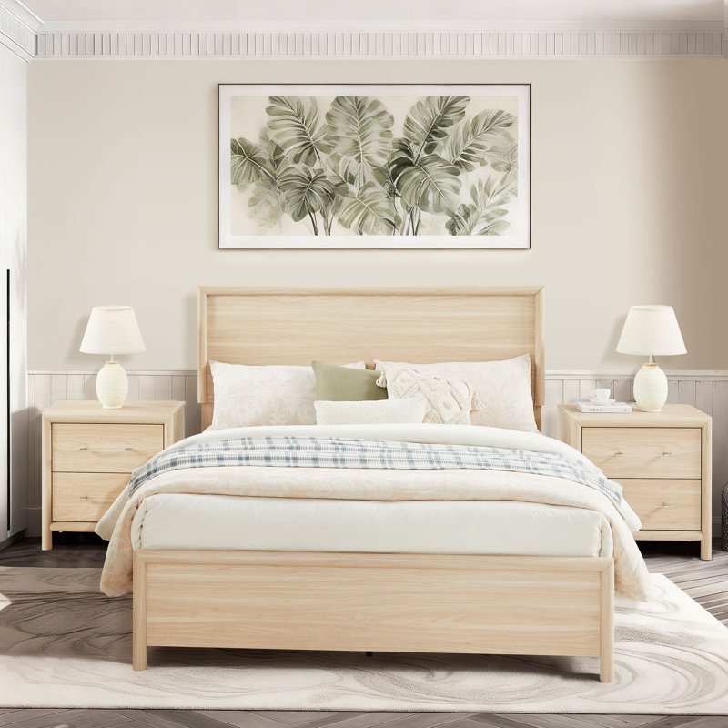Bed Frame Queen Size With Headboard, Oak