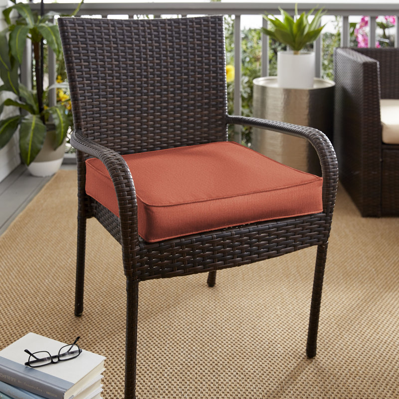 Outdoor 2'' Dining Chair Seat Cushion, Canvas Persimmon Sunbrella® Canvas