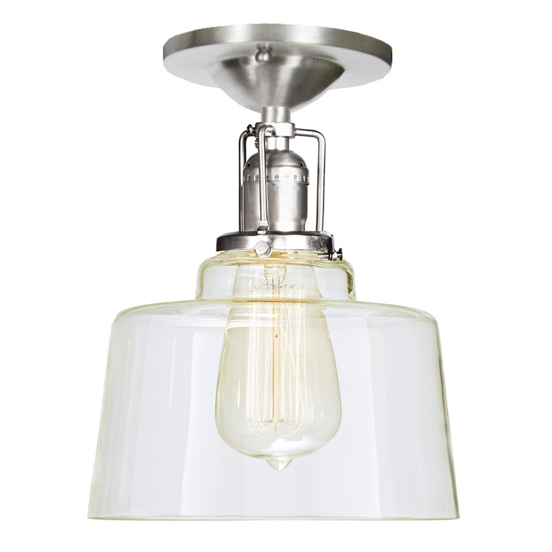 Shumway Glass Semi Flush Mount, Satin Nickel