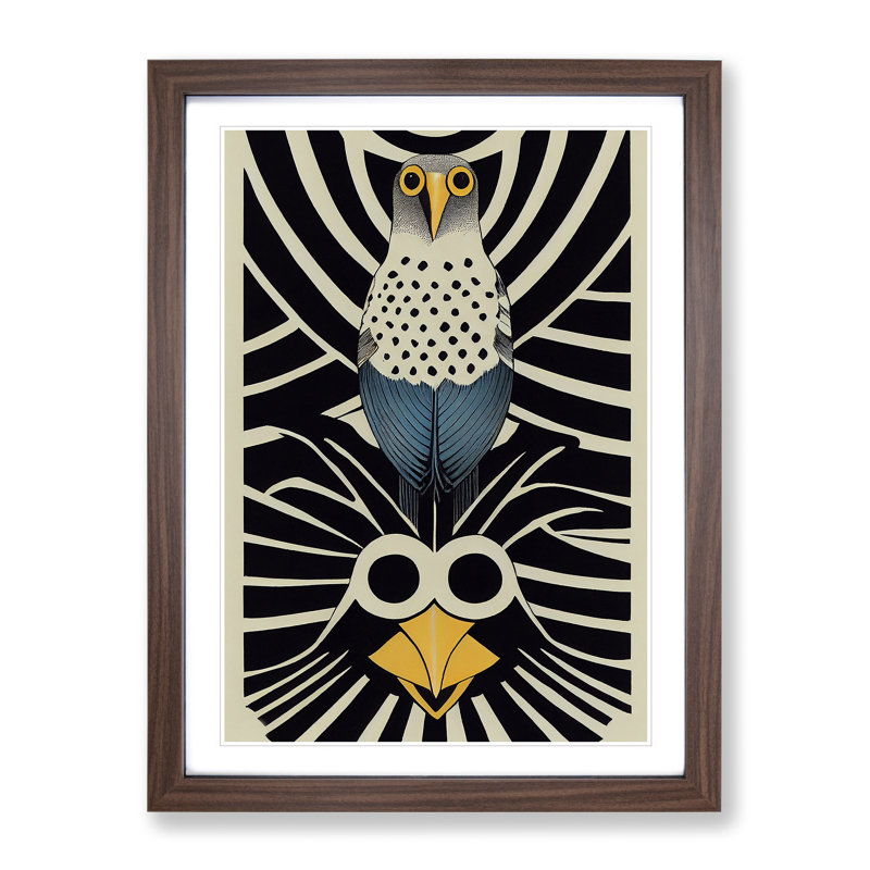 Bird - Single Picture Frame Print, 64cm H x 46cm W x 2cm D, Walnut