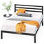 Christiano Minimalist Metal Bed with Slatted Headboard-20407041