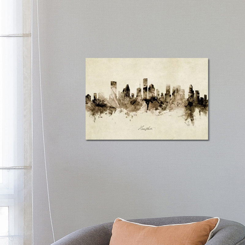Houston Texas Skyline by Michael Tompsett - Wrapped Canvas Painting, 66.04 cm H x 45.72 cm W x 3.175 cm D
