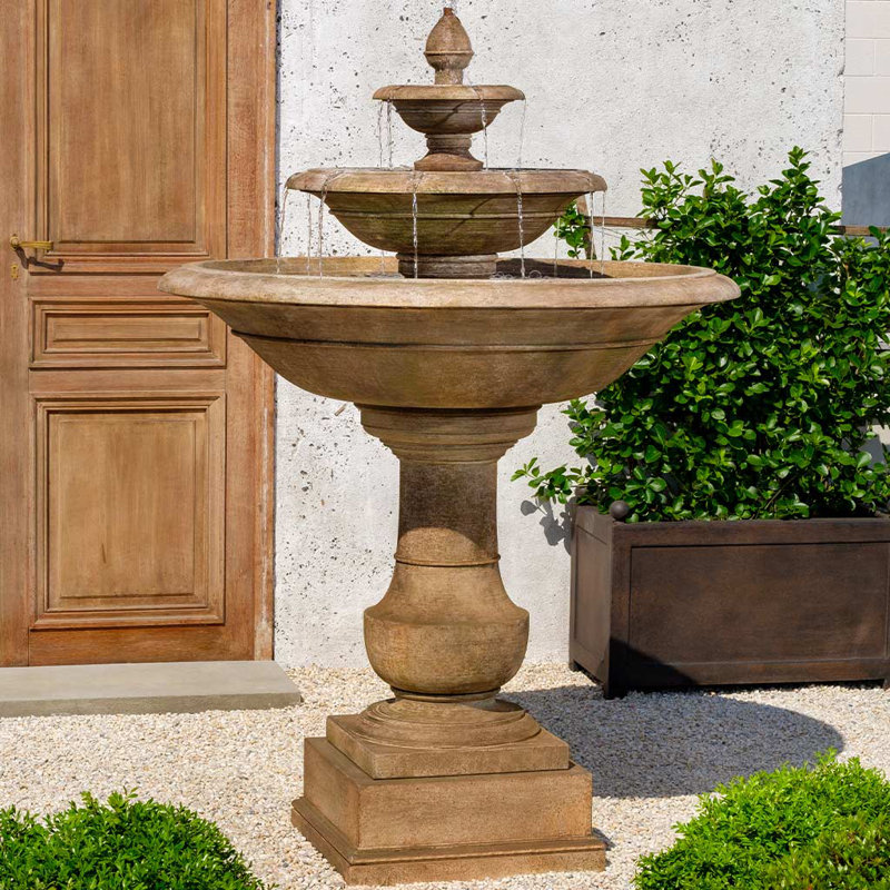 Savannah Handcrafted Indoor Outdoor Concrete / Cement Weather Resistant Floor Fountain, Lead Antique