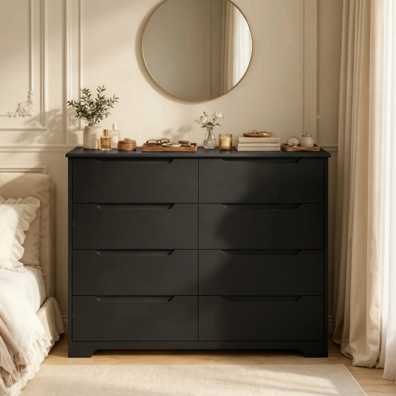 47.2 "W 8-Drawer  Double Dresser, Black