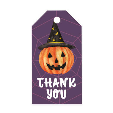 Koyal Wholesale 100-pk Smiling Pumpkin Halloween Gift Tags with String, Favor Bag Tags Halloween Decorations, Black