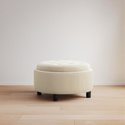 Upholstered Round Ottoman With Reversible Lid