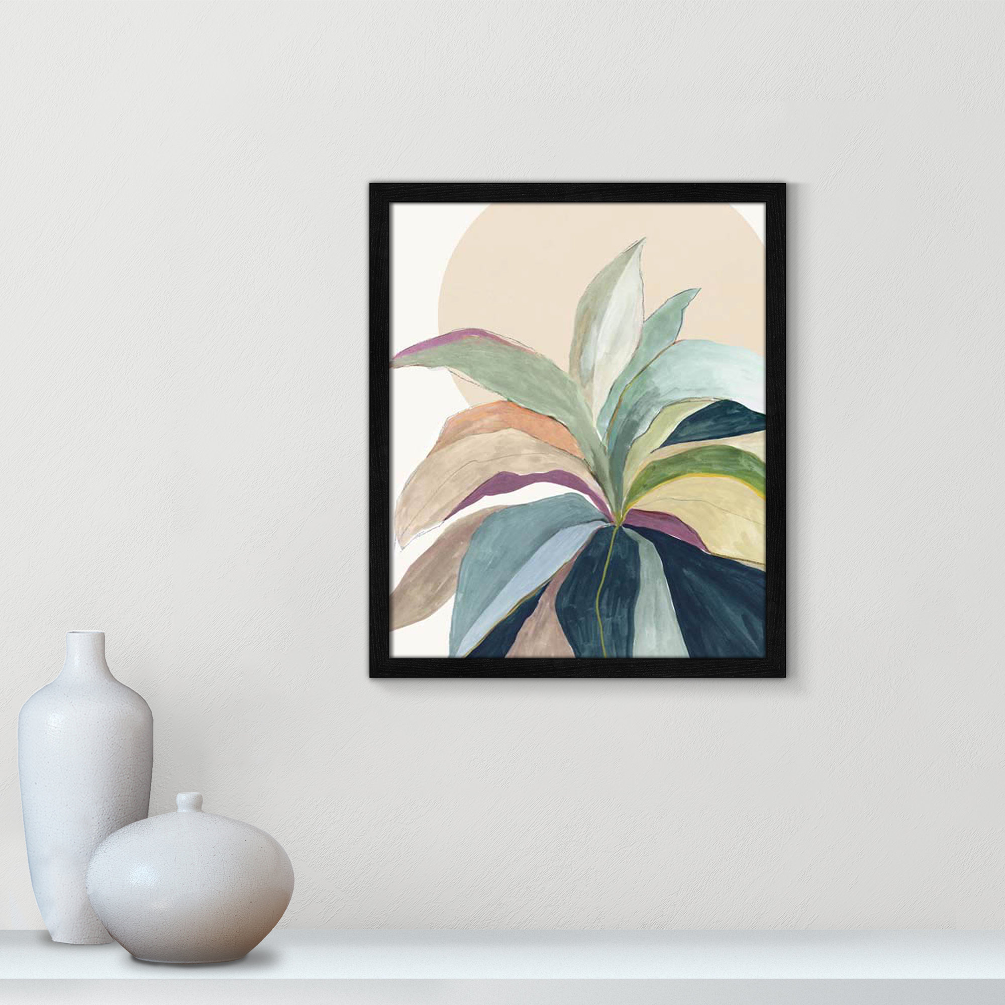 Sunny Bright Leaves II by Asia Jensen, 19" H x 16" W x 0.75" D, Black Slim Unmatted Picture Framed