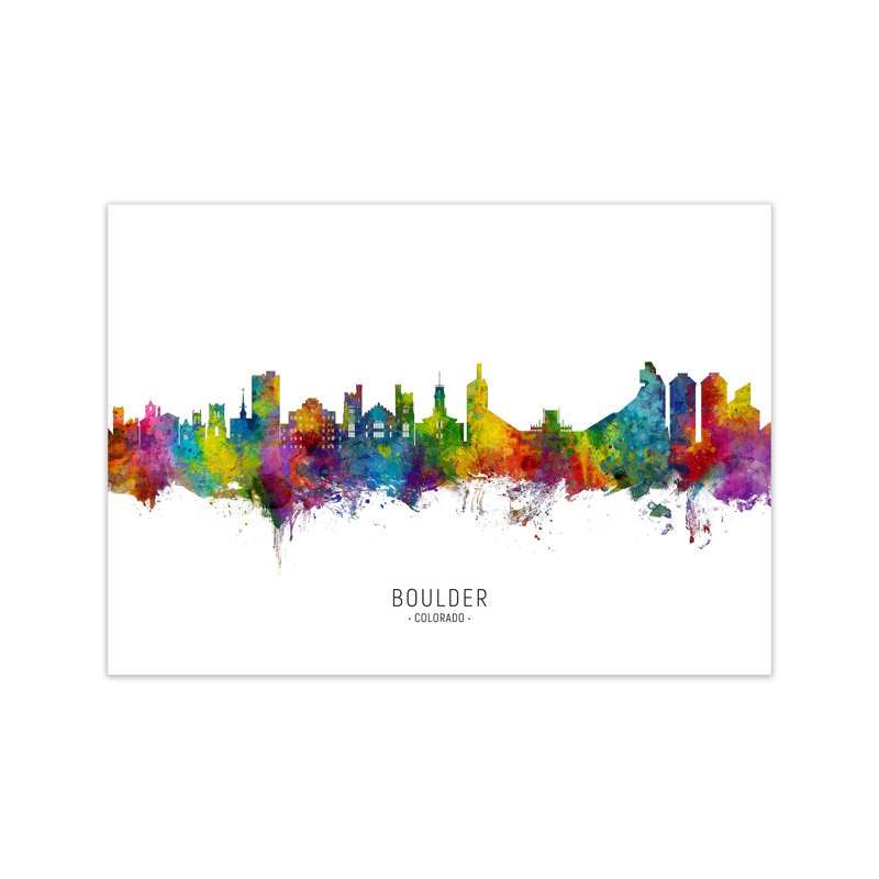 Boulder Colorado Skyline by Michael Tompsett - Print, 42cm H x 59cm W x 1cm D, Unframed