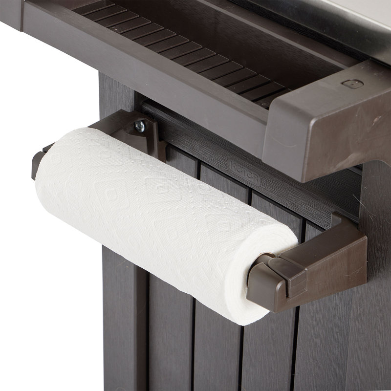Chariot-bar pour barbecue avec rangement en acier inoxydable Keter Unity, Brun