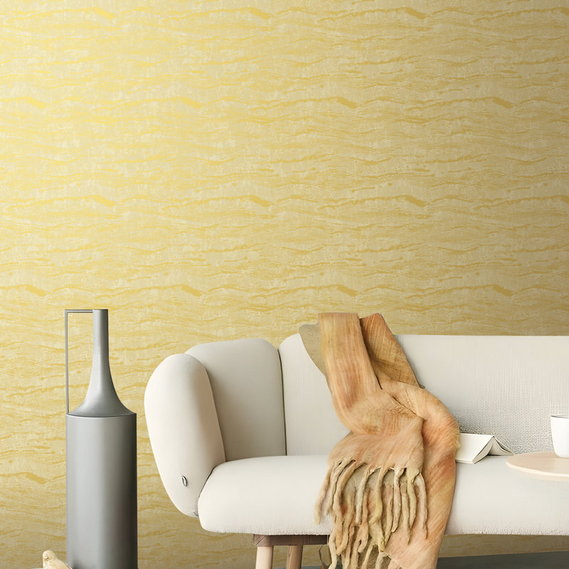 New Touch Collection Metallic Ripple Wallpaper Roll, Yellow