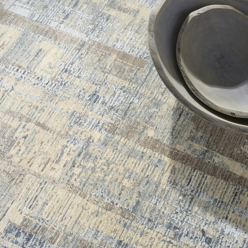 Calvin Klein CK089 Drift 7'10" x 10'2" Biege Grey Modern Indoor Rug, Rectangle 7'10" x 10'2", Gray