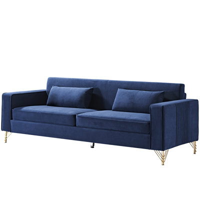 Black Velvet 3 For Living Room, Classic Modern Aesthetics, Comfort, Easy To Maintain Style 85.8" Room Couch, 3 Seater With Style, Luxurious Soft Feel, Hassle- Upkeep