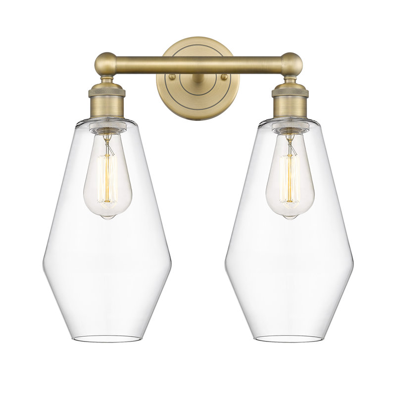 Amylea 2 - Light Dimmable Vanity Light, Clear, Brushed Brass