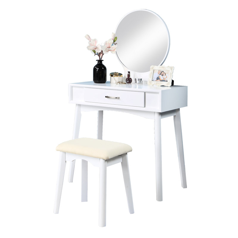 Meuble-lavabo et tabouret blancs, White