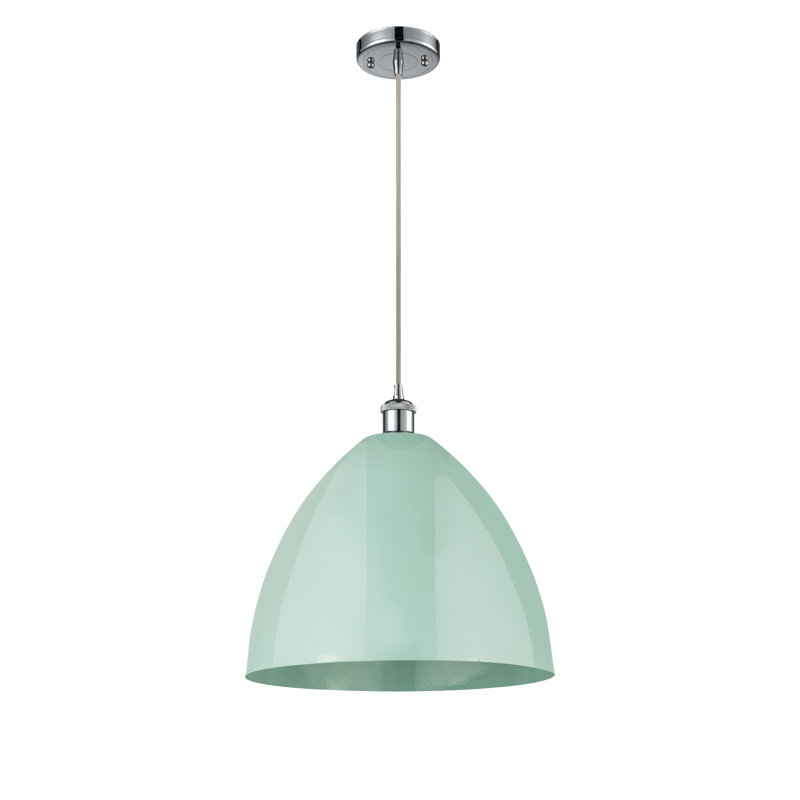 Luminaire suspendu conique 1 lumière, Vert clair, Brun