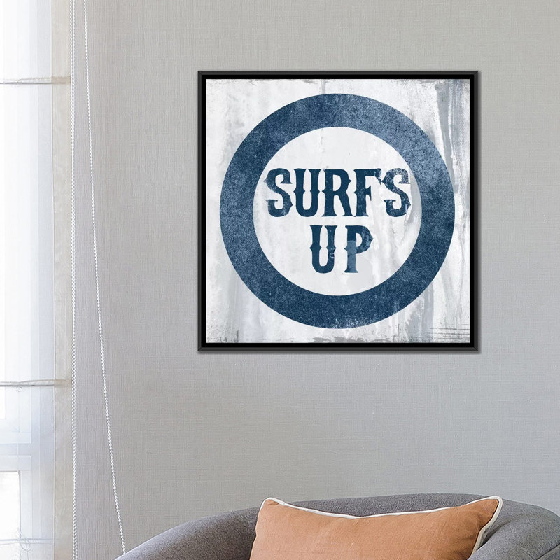 « surf », art textuel sur toile, H 18 po x l 18 po x P 1,5 po, Toile encadrée noire, Pas de tapis