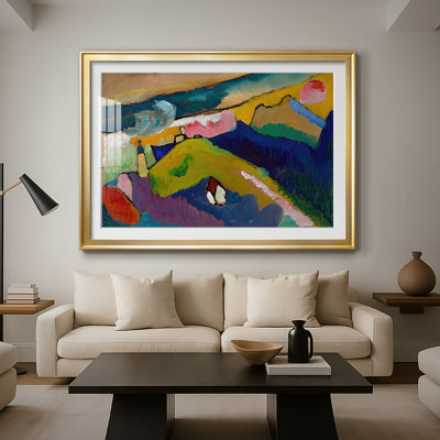 Paysage de Murnau (paysage près de Murnau) - Wassily Kandinsky - reproduction encadrée avec passe-partout et verre 1909