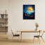 Impression sur toile de citation bleue gothique avec lanternes citrouilles incandescentes, art mural de qualité supérieure pour le salon, 32 x 24 po
