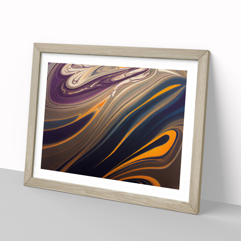 Abstract Marbling Art Vol.6 - Framed Print, 25cm H x 34cm W x 2cm D, Oak