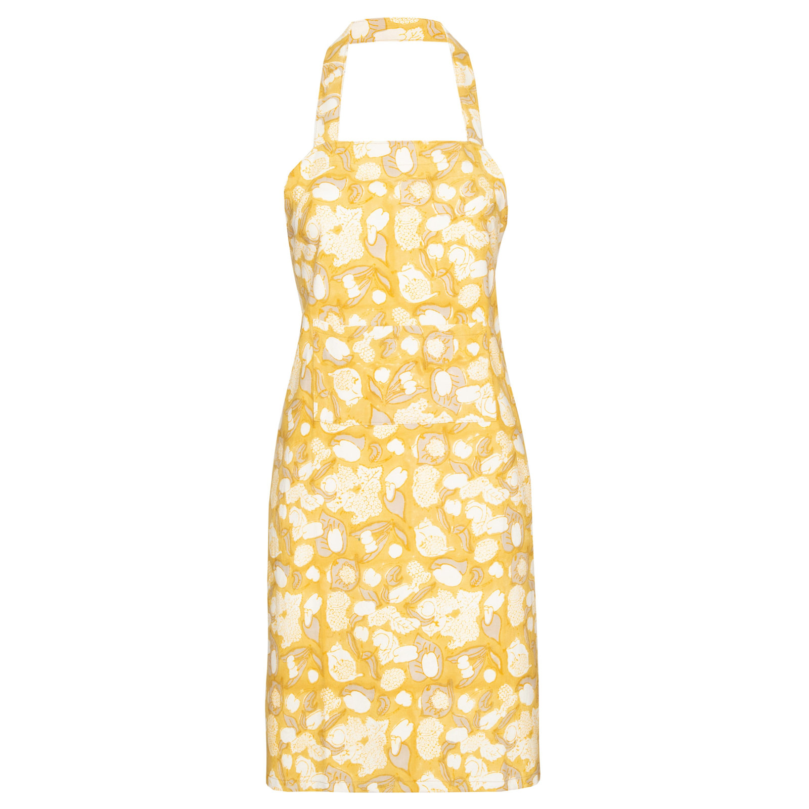 Bryssa 32" W x 36" L Apron, Mustard/Gray/White