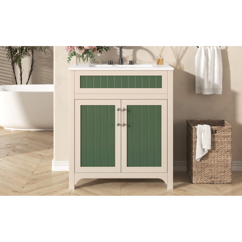 de meuble-lavabo et lavabo en céramique de 3 pouces: cadre moderne en bois massif avec tablette réglable pour un rangement amélioré