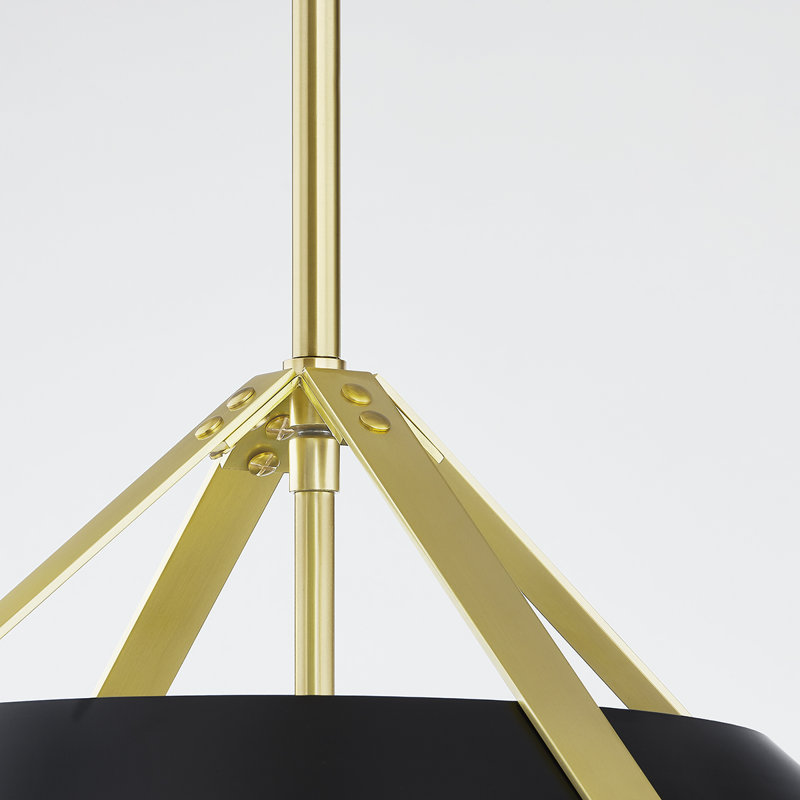 Luminaire suspendu 1 lumière Raymond, Laiton vieilli / noir doux, Transparent