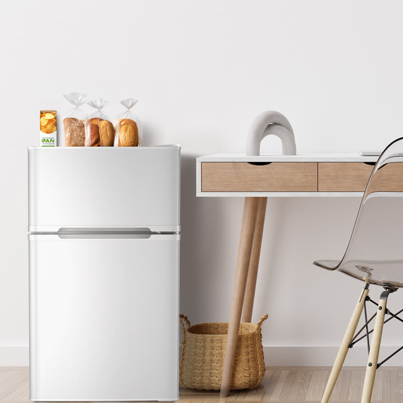 R.W.FLAME 3.1 Cubic Feet Mini Fridge with Freezer, White