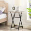 Paire de tables pliantes avec plateau télé, look industriel, espace pour les espaces de vie, brun rustique et noir, collation facile à assembler, petits espaces, pliable, enchanteur