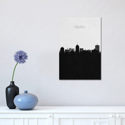Fresno, California City Skyline 1 Piece Wrapped Canvas Wall Art